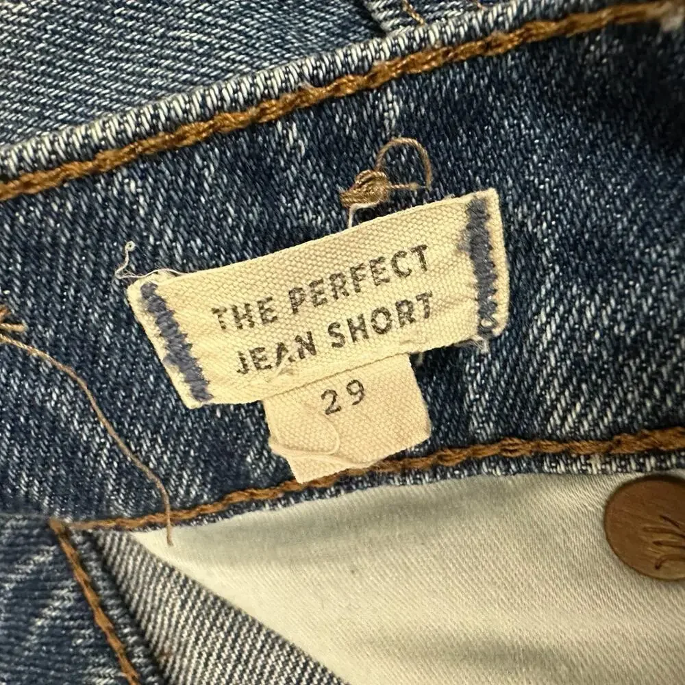 MADEWELL The Perfect Jean Shorts Blue Denim High Rise Cut Off Frayed